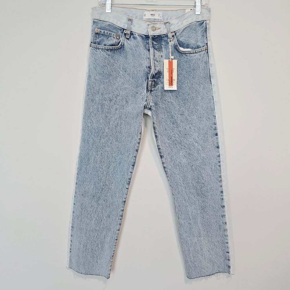 Mango High Rise Straight Patchwork Jeans Womens 6… - image 1